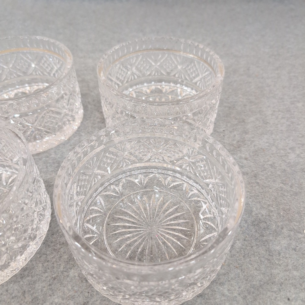 Shannon Dublin Crystal Salad Bowls Set of 4 Cut Glass Clear Round Dessert Dishes - Picture 3 of 5